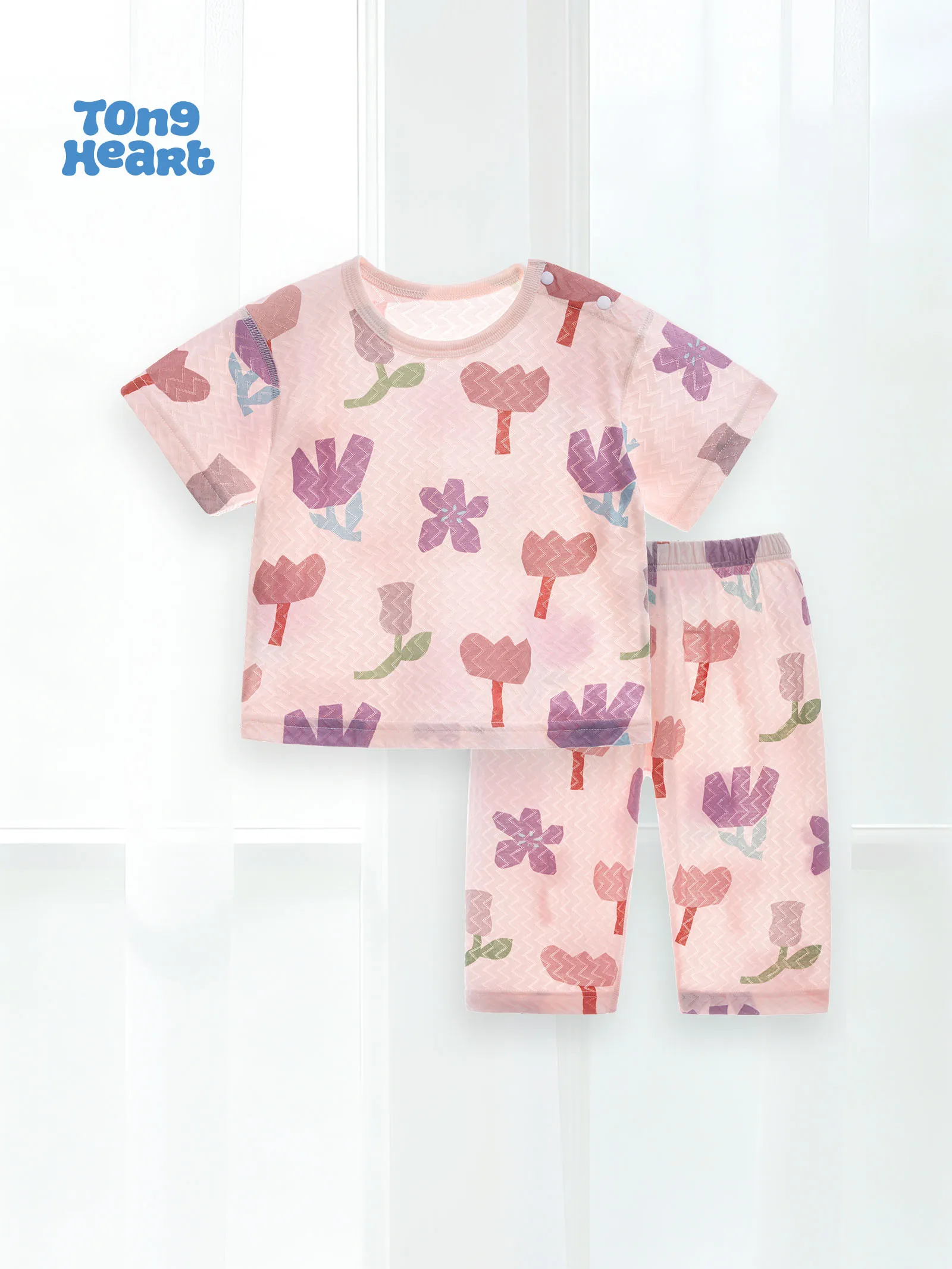 Baby clothing set - summer lightweight children's three-quarter sleeve jacquard breathable infant air conditioning suit