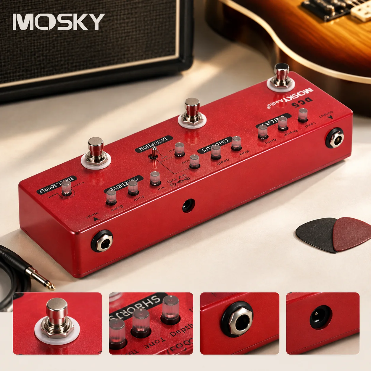 Moskyaudio Dc5 Multi Effects Pedal Guitar Delay Chorus Distortion Overdrive Buffer Booster Processor For Guitar Players