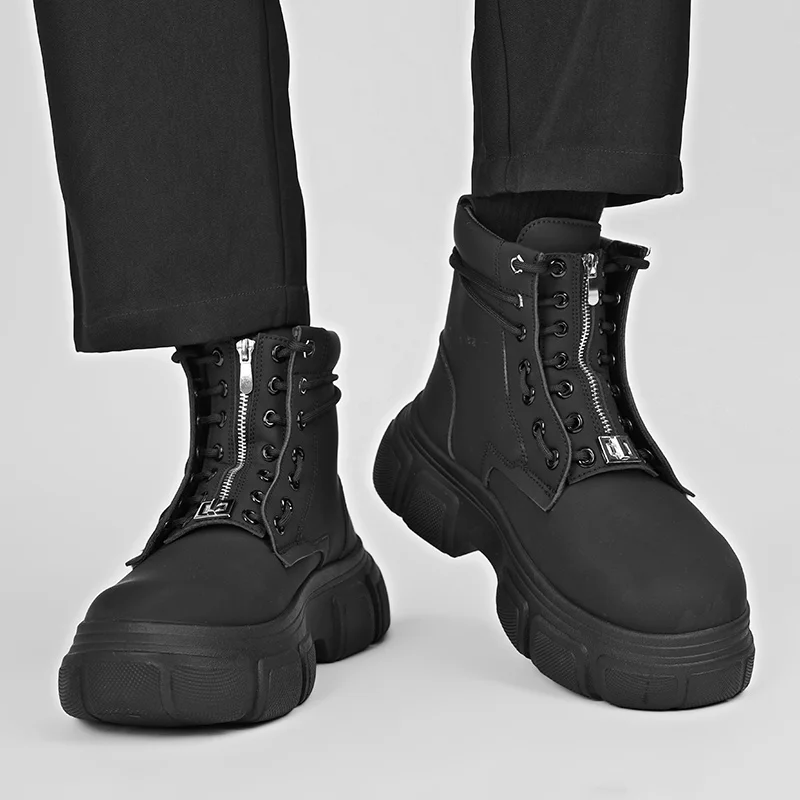 Men Platform Ankle Boots Fashion Personalized Design Shoes Brand High Quality Motorcycle Boots Casual Outdoor Zipper Shoes 39-44