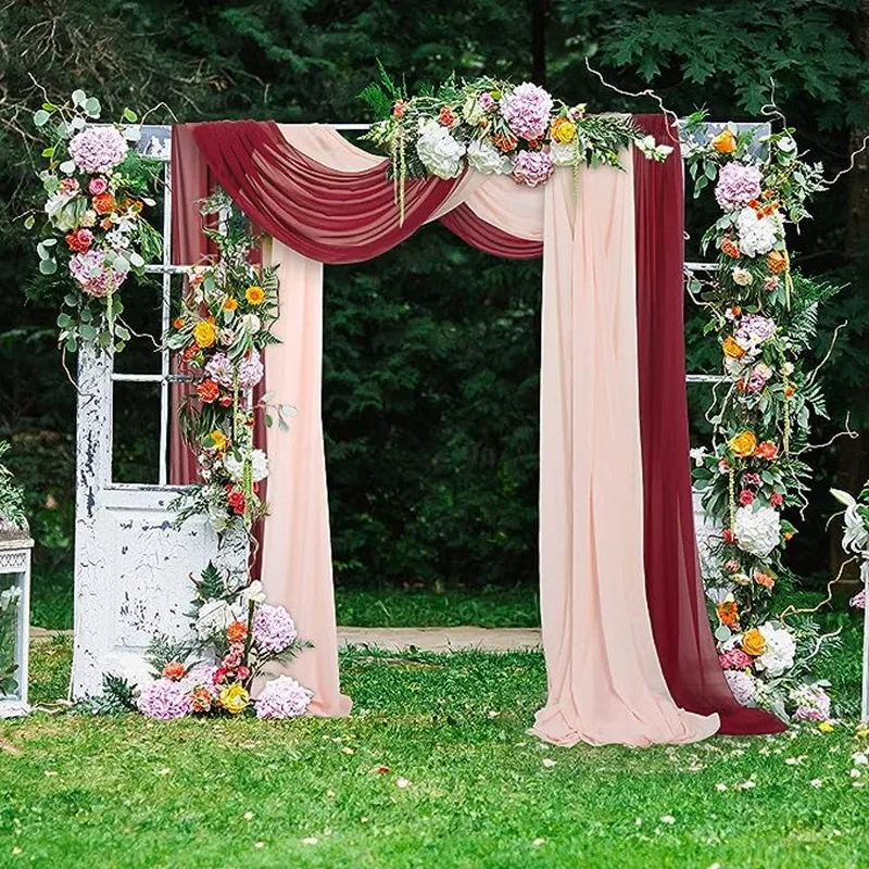 

3-10Meters Wedding Arch Draping Fabric Chiffon Backdrop Curtain Tulle Ceiling Drapes for Weddings Ceremony Reception Decorations