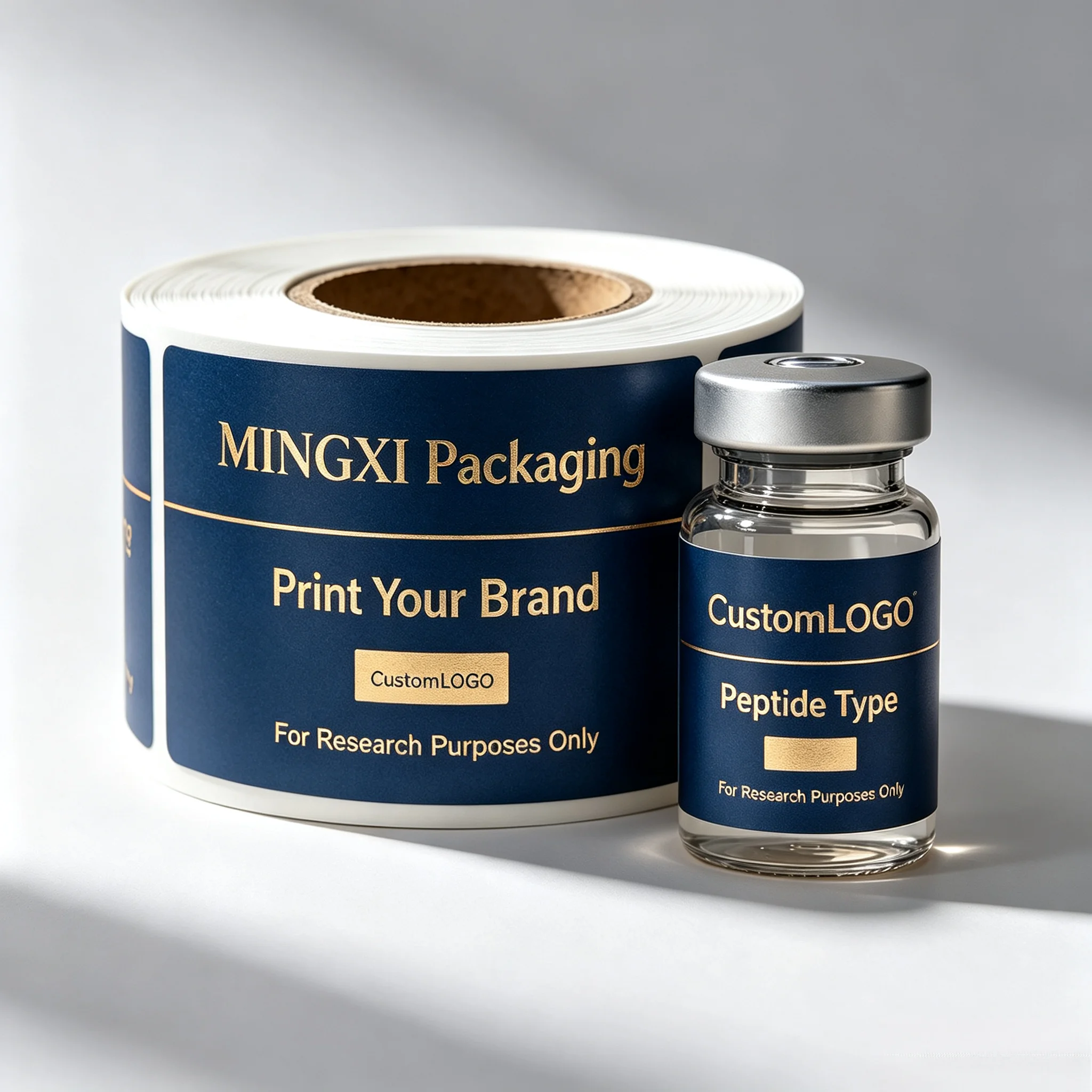 High Temp Resistant Waterproof Self‑Adhesive Peptide Vial Stickers Precision Printed Labels for Injectable Health Containers