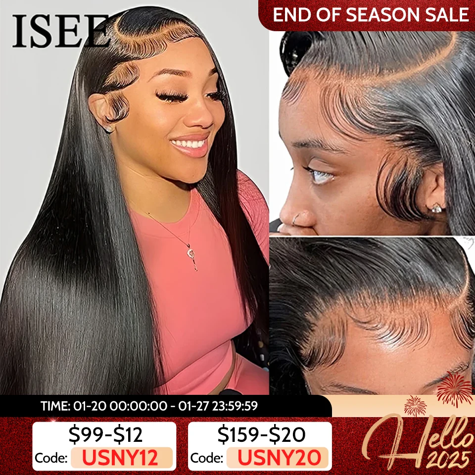 ISEE HAIR Wig Malaysian Straight 13x4 HD Lace Frontal Wig Pre Bleached Knots Wigs For Women 4x4 Lace Wig Human Hair Wigs