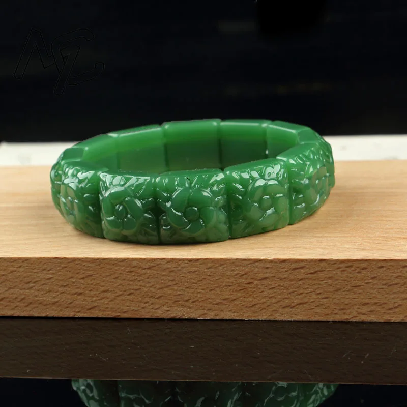 

Натуральные ювелирные изделия, браслет с цветком из настоящего нефрита, дизайнерский винтажный подарок для женщин, талисман, роскошные аксессуары, амулет
