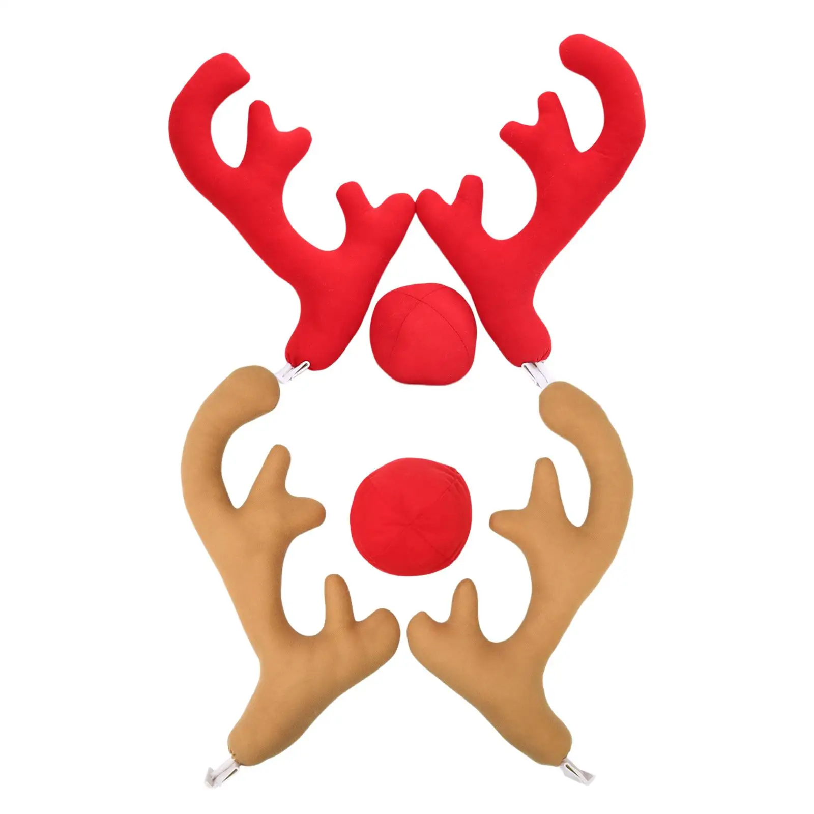 

Car Ornament Set with Reindeer Antlers And Red Nose for Holiday Decor