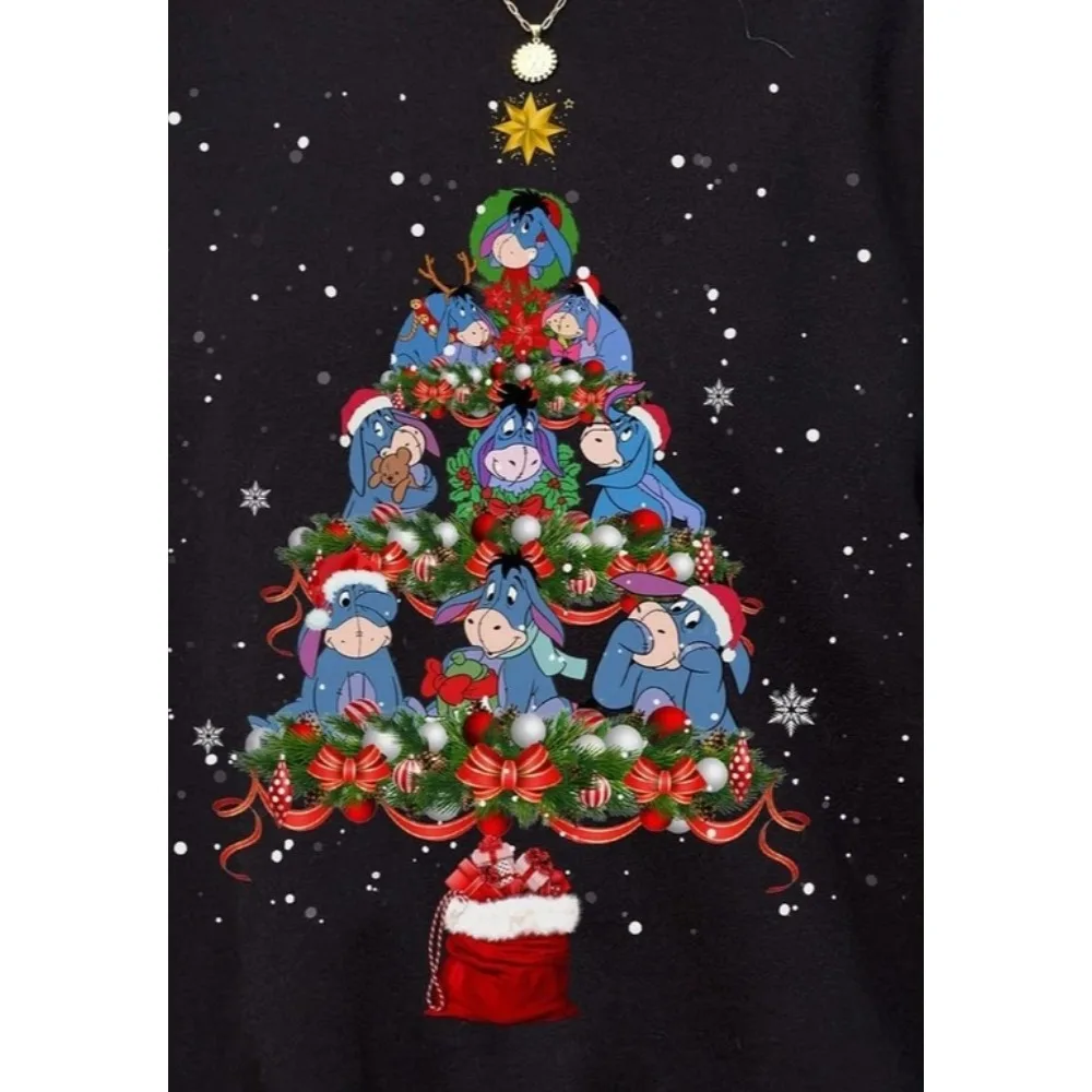 ديزني ويني ذا بوه شخصية Eeyore شجرة عيد الميلاد عيد ميلاد سعيد البلوز الخريف والشتاء هوديي هوديس #2