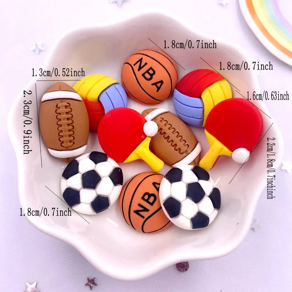 Colorful Resin Football basketball table tennis baseball rugby sports equipment Flatback Figurines 10PCS Scrapbook DIY Crafts M4