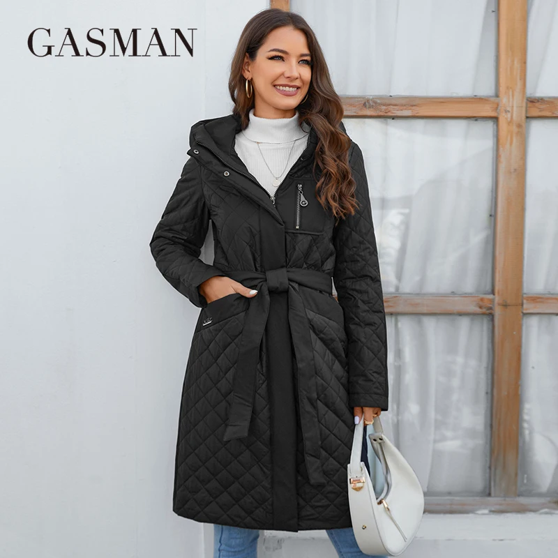 

GASMAN 2023 Women's spring Down jacket Autumn Women Coat Long parka Fashion women's jackets female Thin Cotton 8352