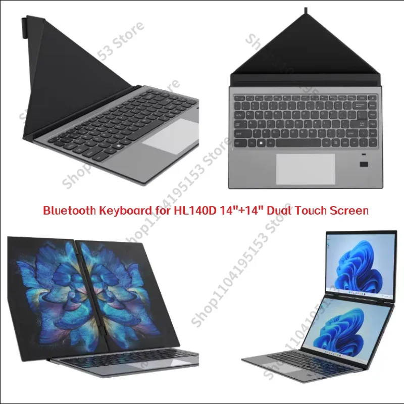 Casing Laptop layar ganda CPU N95, Notebook 2 in 1 layar sentuh 14 inci + 14 inci 2K 32GB 360 derajat