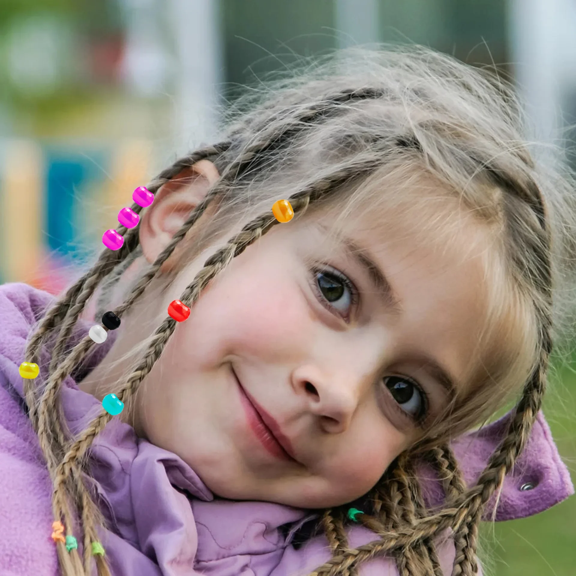 365 Pcs/lot Braids Hair Beads Acrylic Round Dreadlock Beads Hair Rings Tubes for Kids Girls Women Hair Accessories