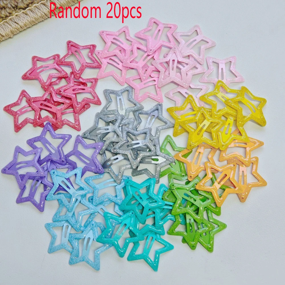 

20 шт., случайная блестящая заколка для волос в форме звезды, яркие блестящие цвета, идеальная повседневная прическа, вечерние, забавные очаровательные аксессуары для волос