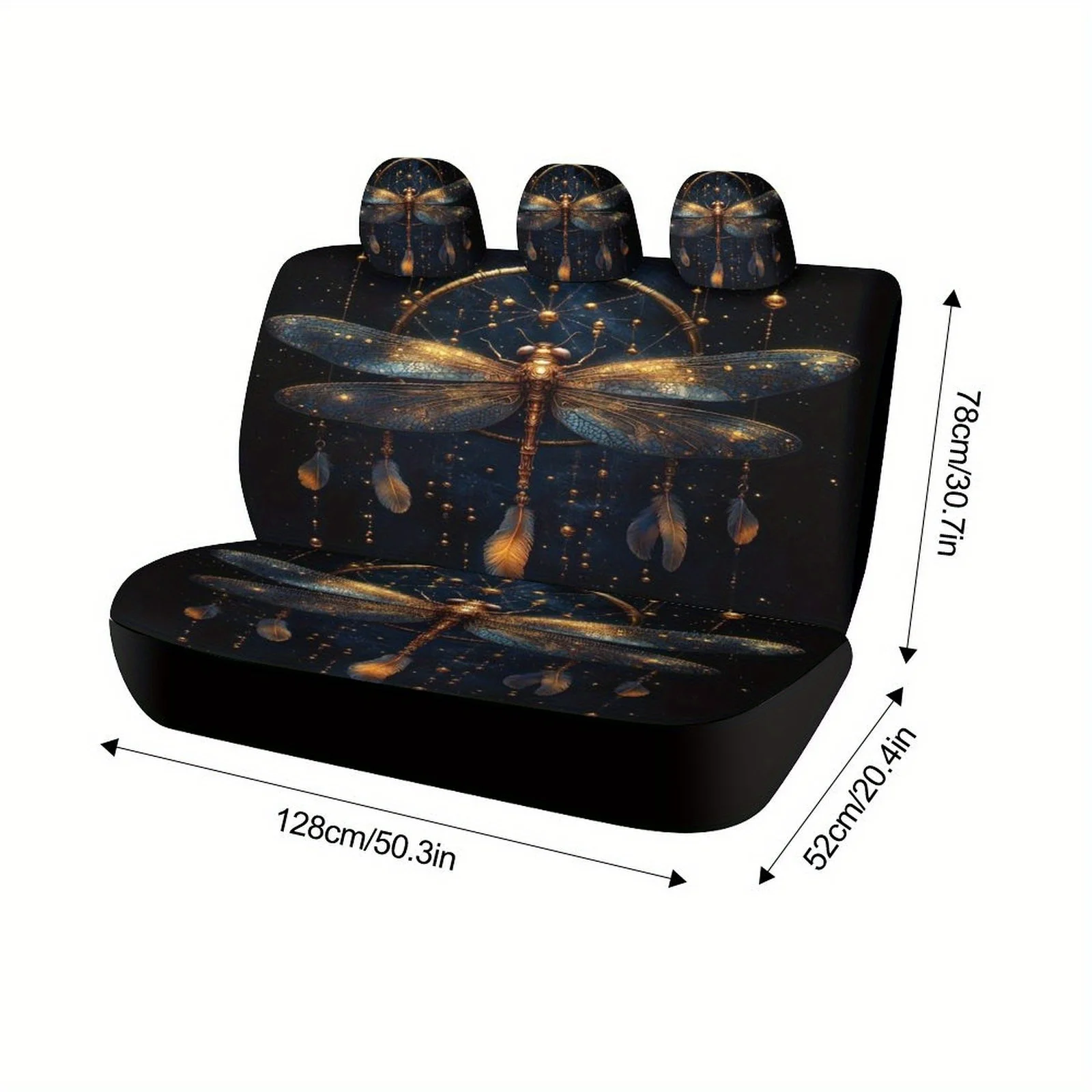 Dragonfly Dreamcatcher Themed Car Seat Cover Set For Most Cars, Trendy Novelty Car Seat Protector Covers Full Set, Universal Car