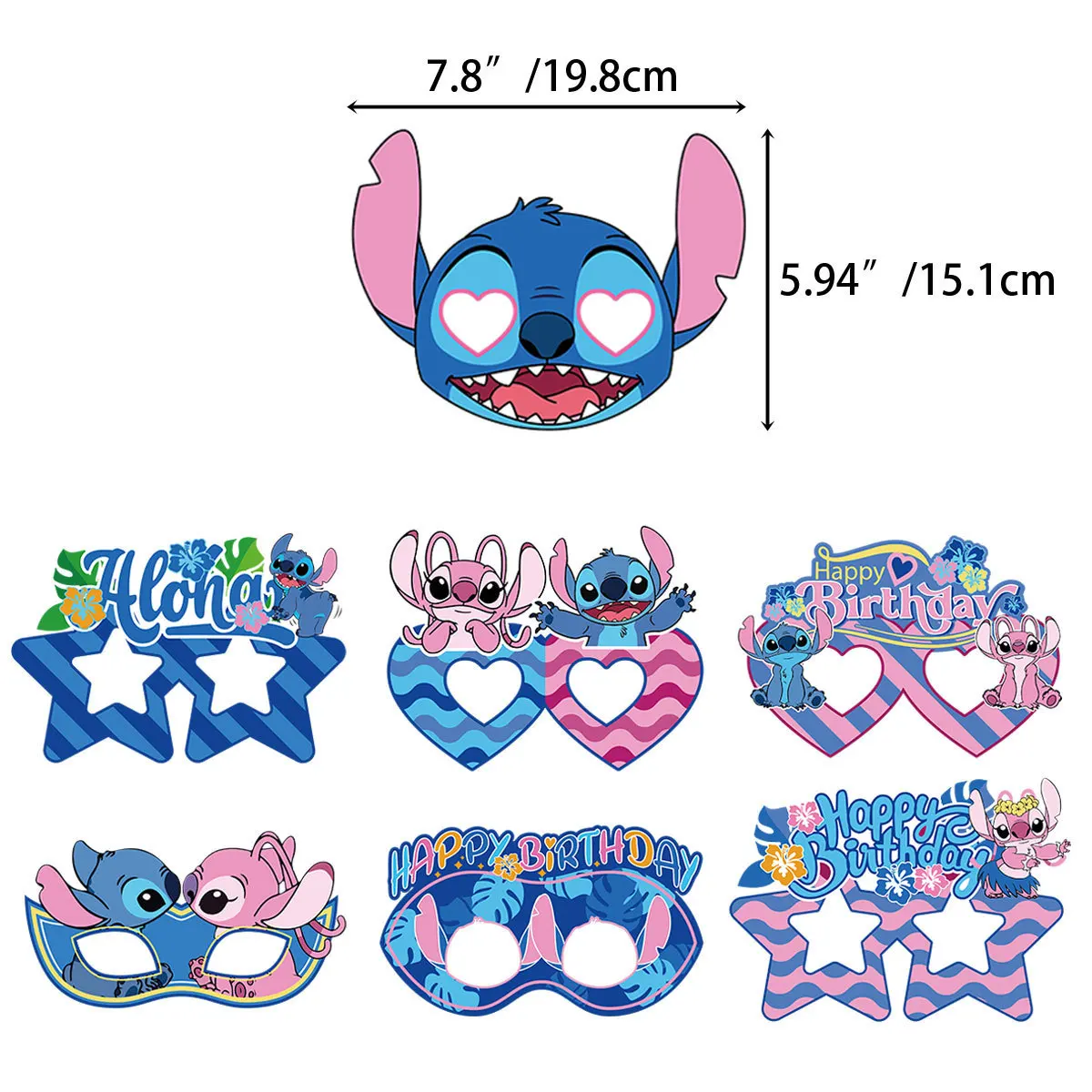Stitch Party Papieren Bril Stitch Oogmasker Verjaardag Decoratie Stitch en Angel Feestartikelen Cosplay Maskers Feestartikelen Stitch