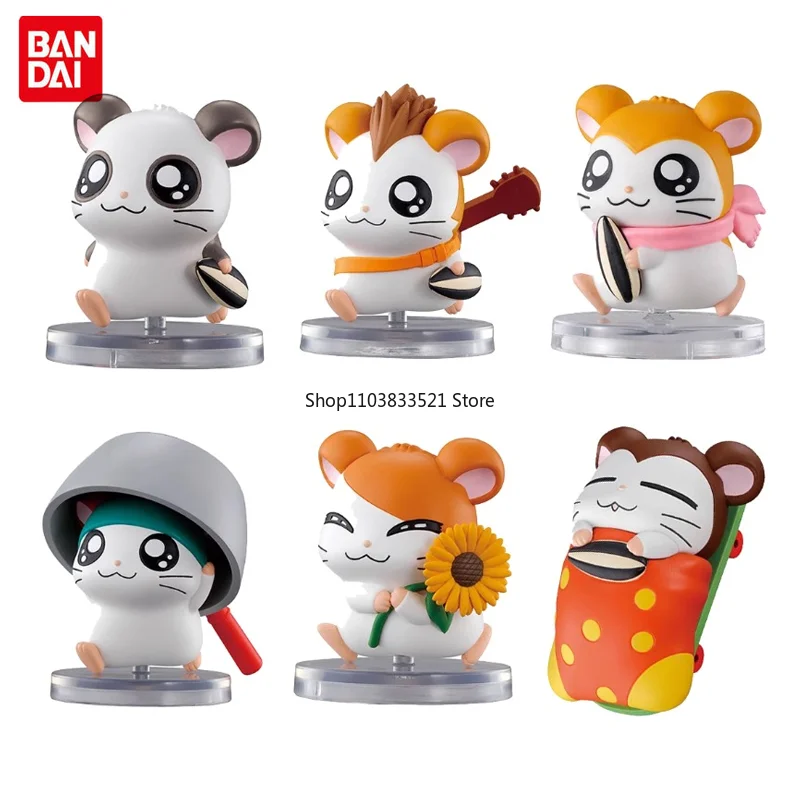 

6PCS BANDAI Original Hamtaro Line Up Gashapon Toys Action Figure Capsule Toys Ornaments Kids Gift