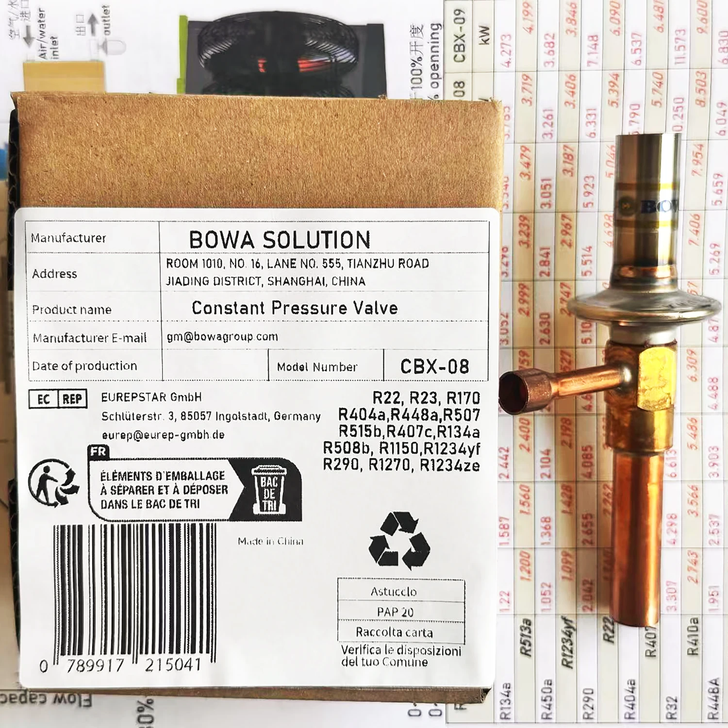 يتم تركيب صمام الضغط المستمر بين خط التفريغ والمبخر، يتحكم الصمام بالضغط بدقة