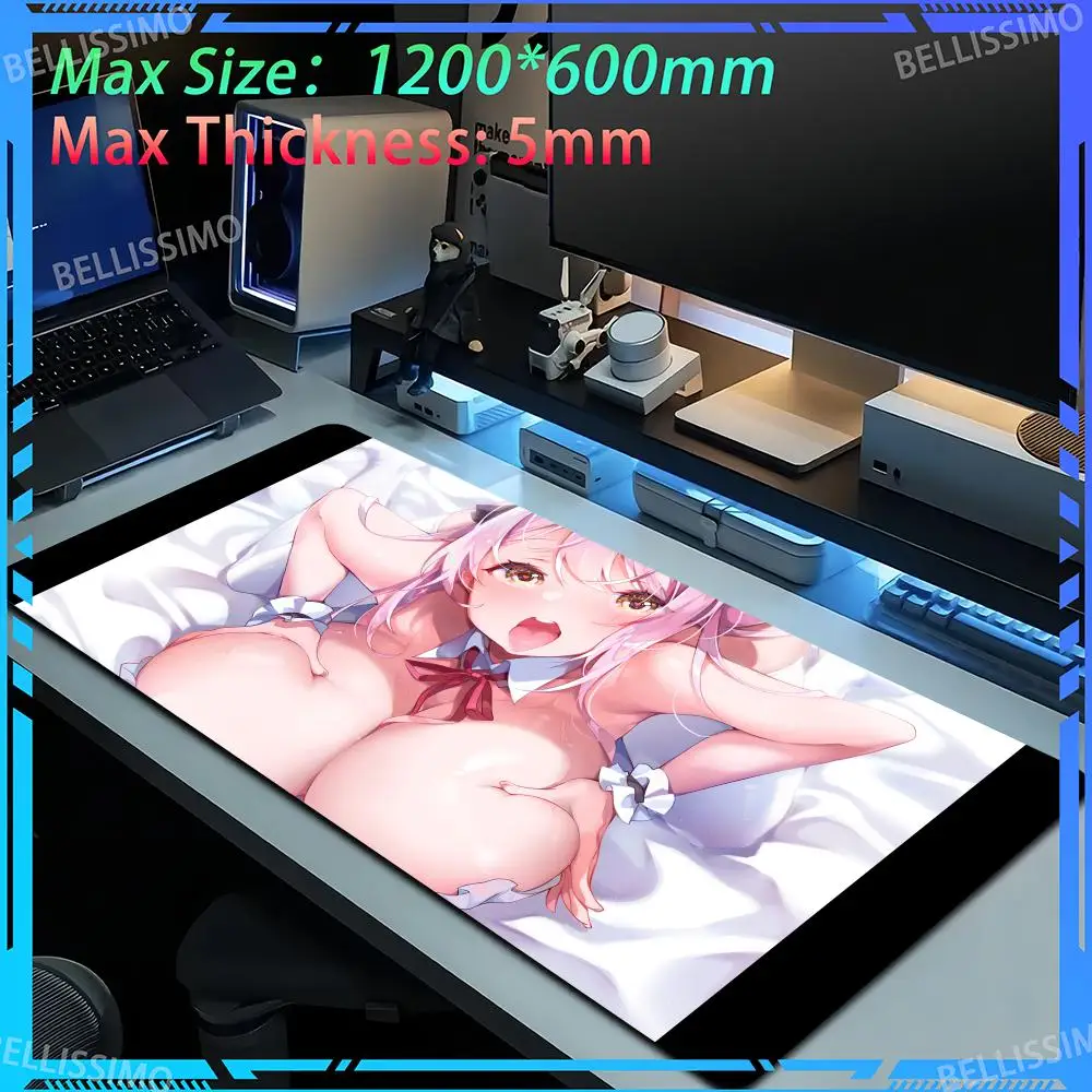 

HD Printed Anime Sexy Girl Big Breast MousePad Gamer Keyboard Pad Nude Large 1200X600 Desk Pad Otaku Rubber Lock Edge Mouse Pad