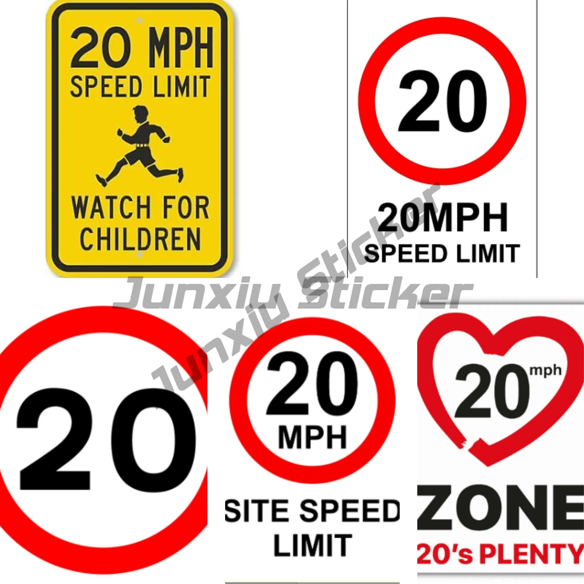 

20 MPH Zone 20 Is Plenty Speed Reduction Wheelie Bin Sticker Pack Safety