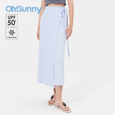 OhSunny Women Swimwear Bikini Cover Up Sun Protection  Sarong Pareo One Piece Tie Skirts Anti-UV UPF50+ Breathable Beach Dress