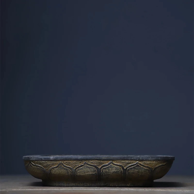 

Folk Nostalgic Shanxi Bluestone Lotus Double Fish Stone Basin Narcissus Begonia Basin Chinese Aesthetic Space Decoration