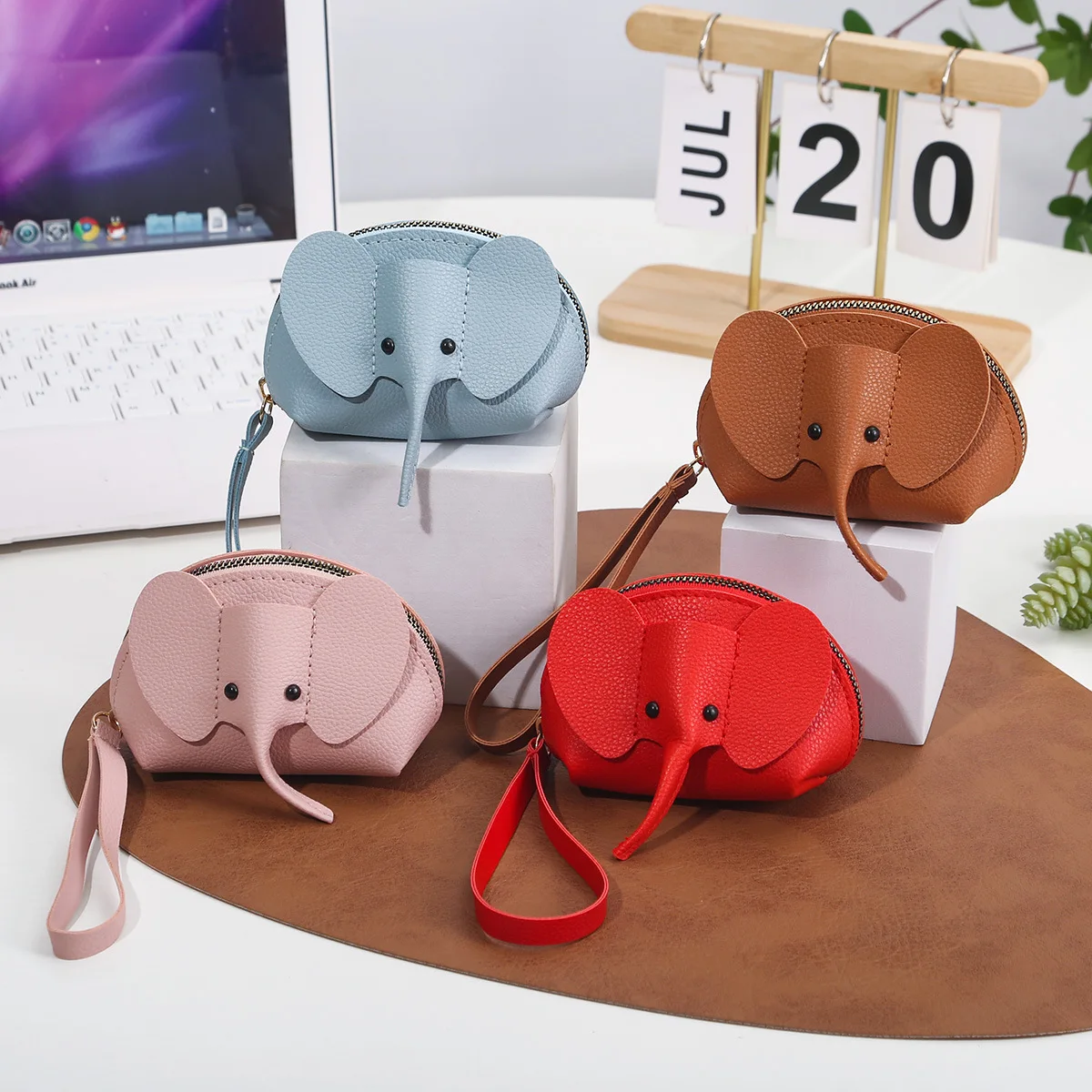 

Cute PU Leather Elephant Coin Purse Multifunctional Zipper Storage Bags Kid Key Case Money Bag Women Creative Card Holder