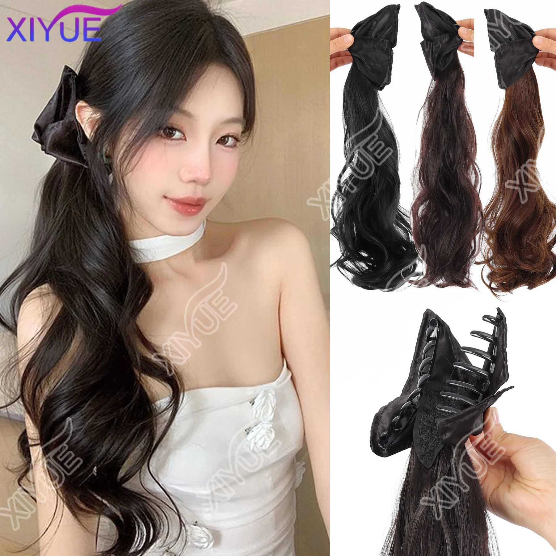 

XIYUE Ponytail Extension Synthetic Claw Clip in Hairpiece Curly Wavy Ponytail Hair Extensions Long Pony Tail Hairpiece for Women