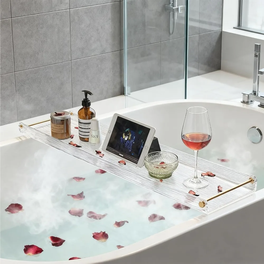 

Luxury Acrylic Bathtub Tray Caddy, Spa Bath Table for Reading & Relaxation, Perfect Housewarming Wedding Gift
