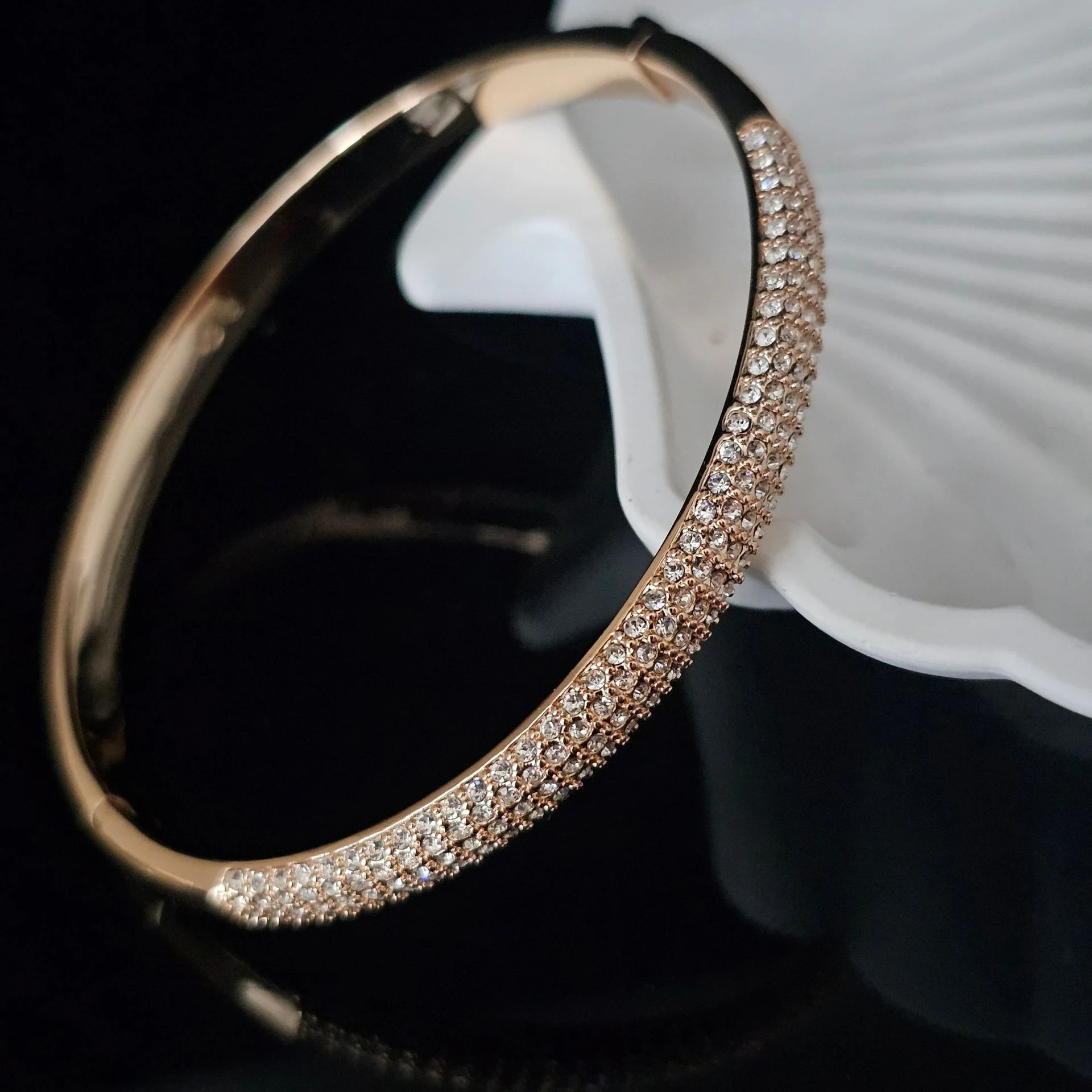 YEEVAA Meteora Bangle Pave Setting Cubic Zirconia Filled Engagement Wedding Bracelets for women Bridal Gift