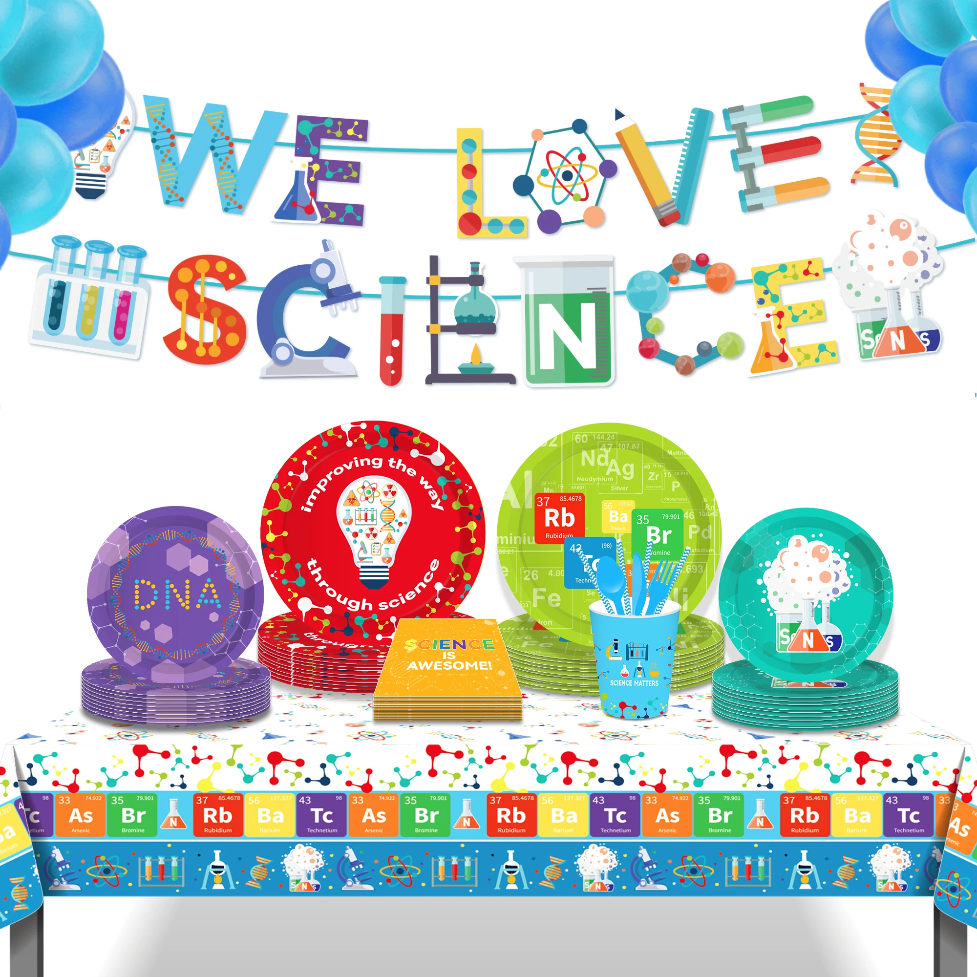 130*220cm Scientist Chemical Birthday Party Disposable Tablecloth Science DNA Camping Mat Table Cover Baby Shower Party Decor