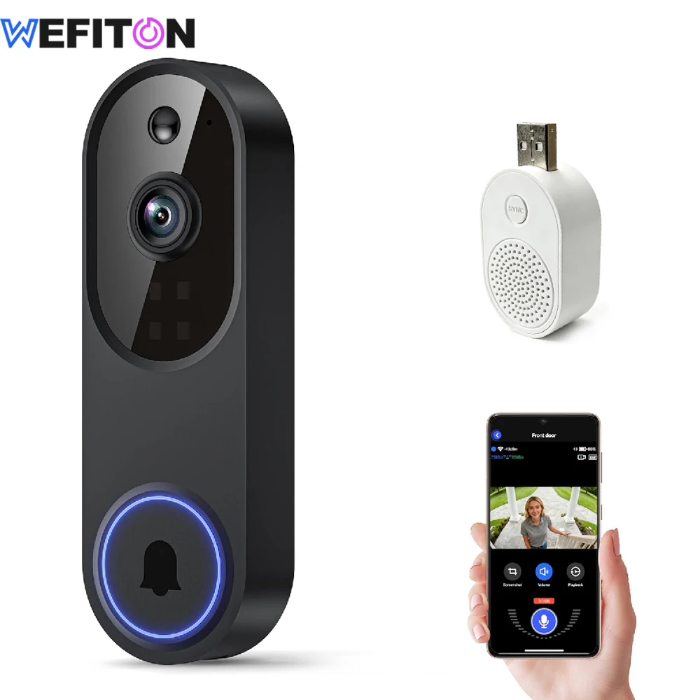 1080P Wireless Video Doorbell Camera with AI Human Detection & Two-Way Audio, Night Vision Cloud Storage, 2.4G WiFi Smart Home
