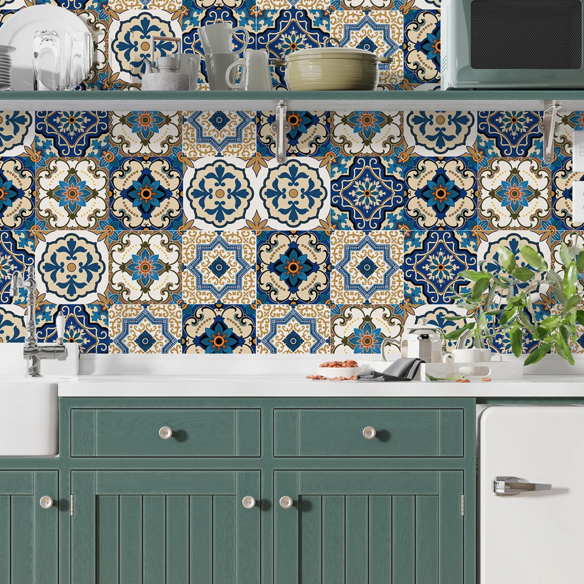 

Водонепроницаемые задние брызги, водонепроницаемые самоклеящиеся наклейки с брызгами спины - украшение дома своими руками - синий и желтый