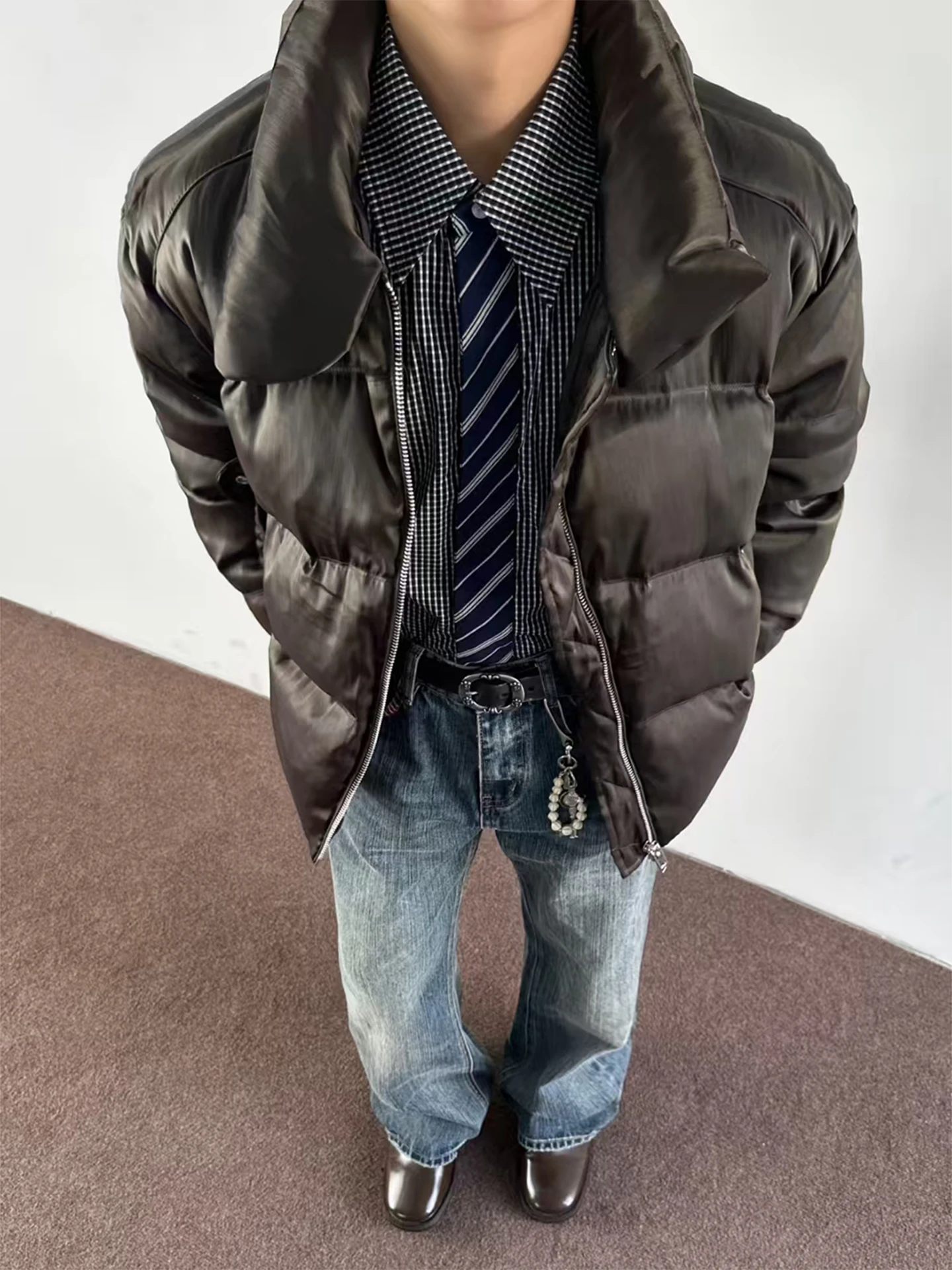 

Мужская хлопковая куртка Cleanfit с воротником-стойкой, утепленная, из искусственной кожи, в американском стиле, повседневная верхняя одежда