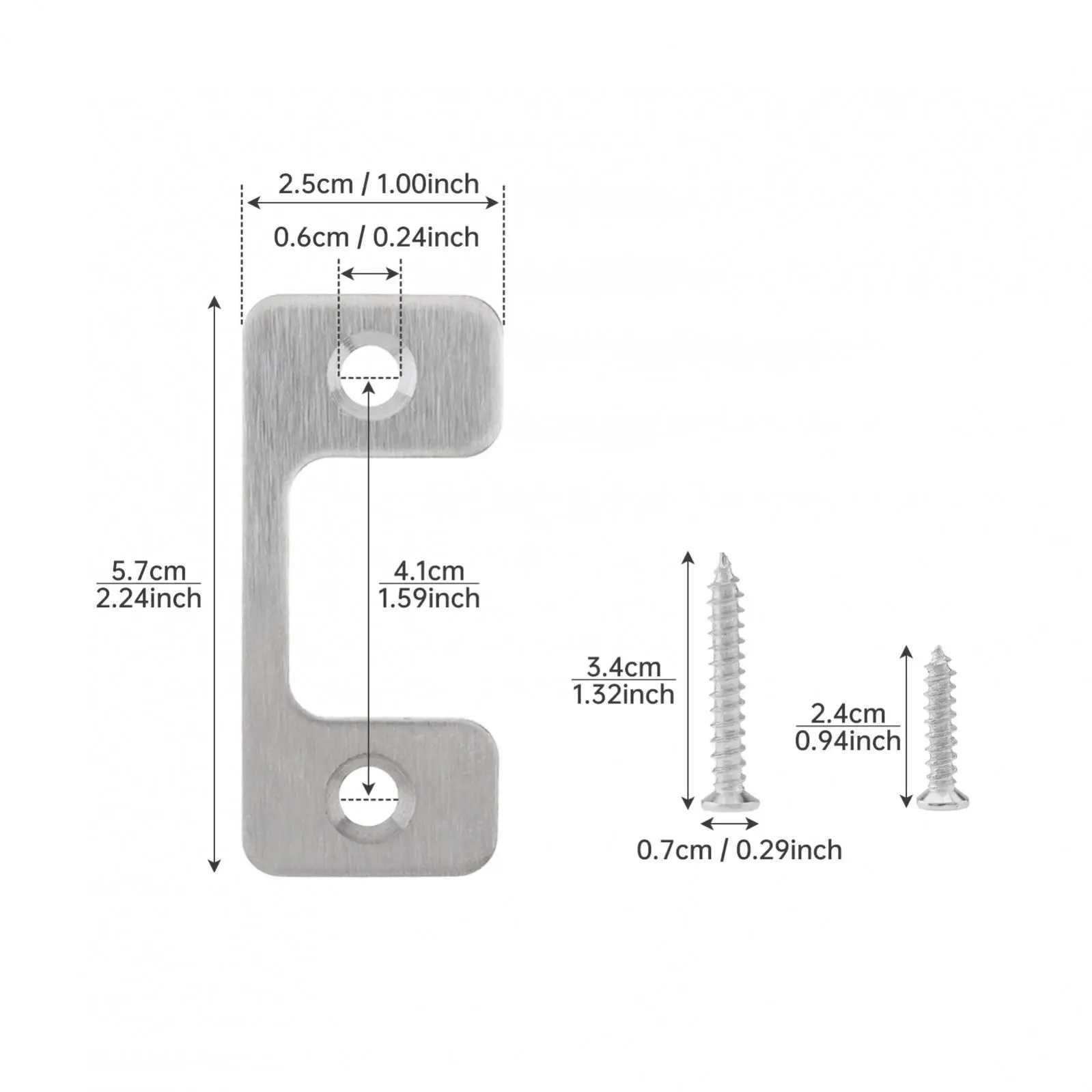 5 pcs 1.9 cm Thick Security Adjustable Door Strike Plate for Exterior Doors / Deadbolts / Electronic Locks with Threaded Screws