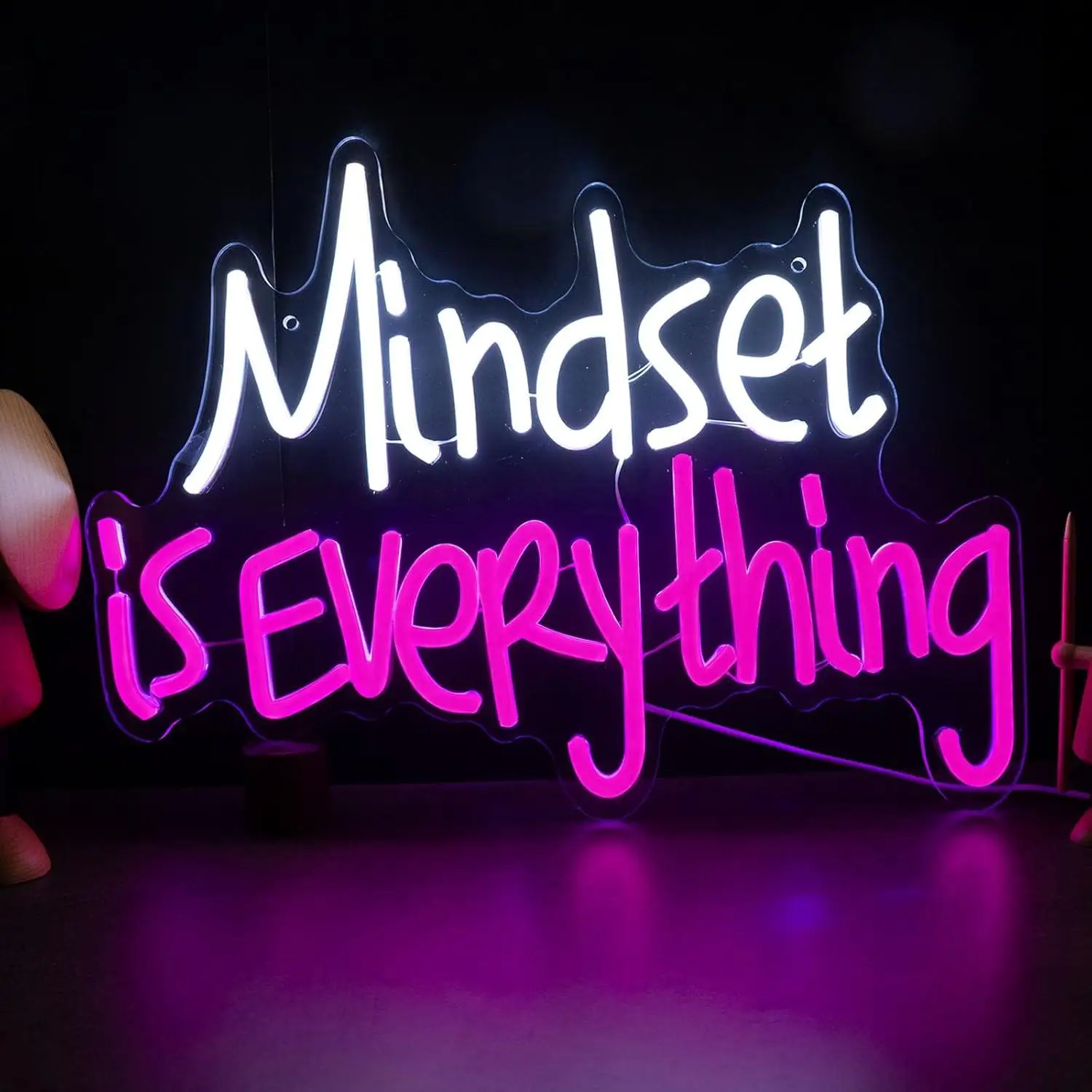 Mindset is Everything Neon Sign USB Dimmable LED Light for Home Office Bedroom Gym Themed Motivational Wall Art Decor Gifts
