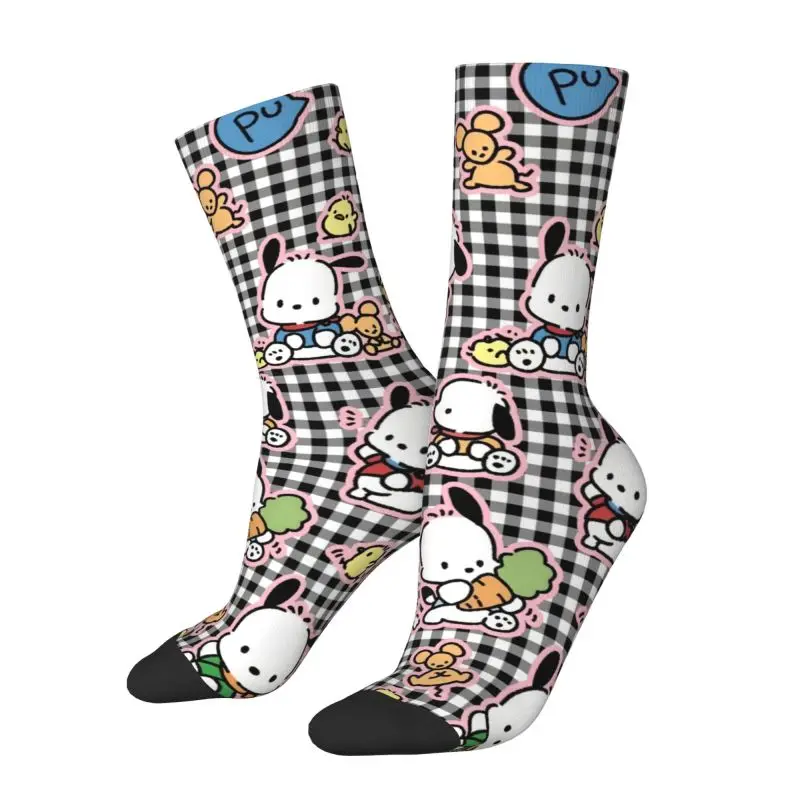 Custom Fun Men's Pochacco Sanrio Cartoon Dress Socks Unisex Breathbale Warm 3D Printing Crew Socks