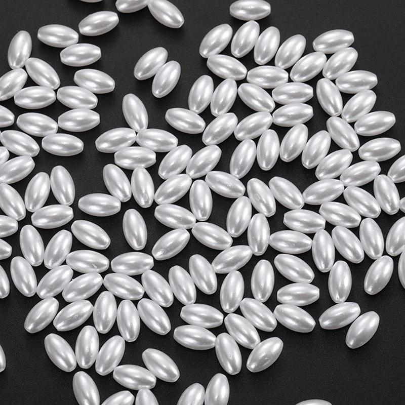 200 sztuk 3x6mm 4x8mm 6x12mm kształt ryżu białe sztuczne perły koraliki rzemiosło dekoracje dla majsterkowiczów bransoletki naszyjniki tworzenia biżuterii