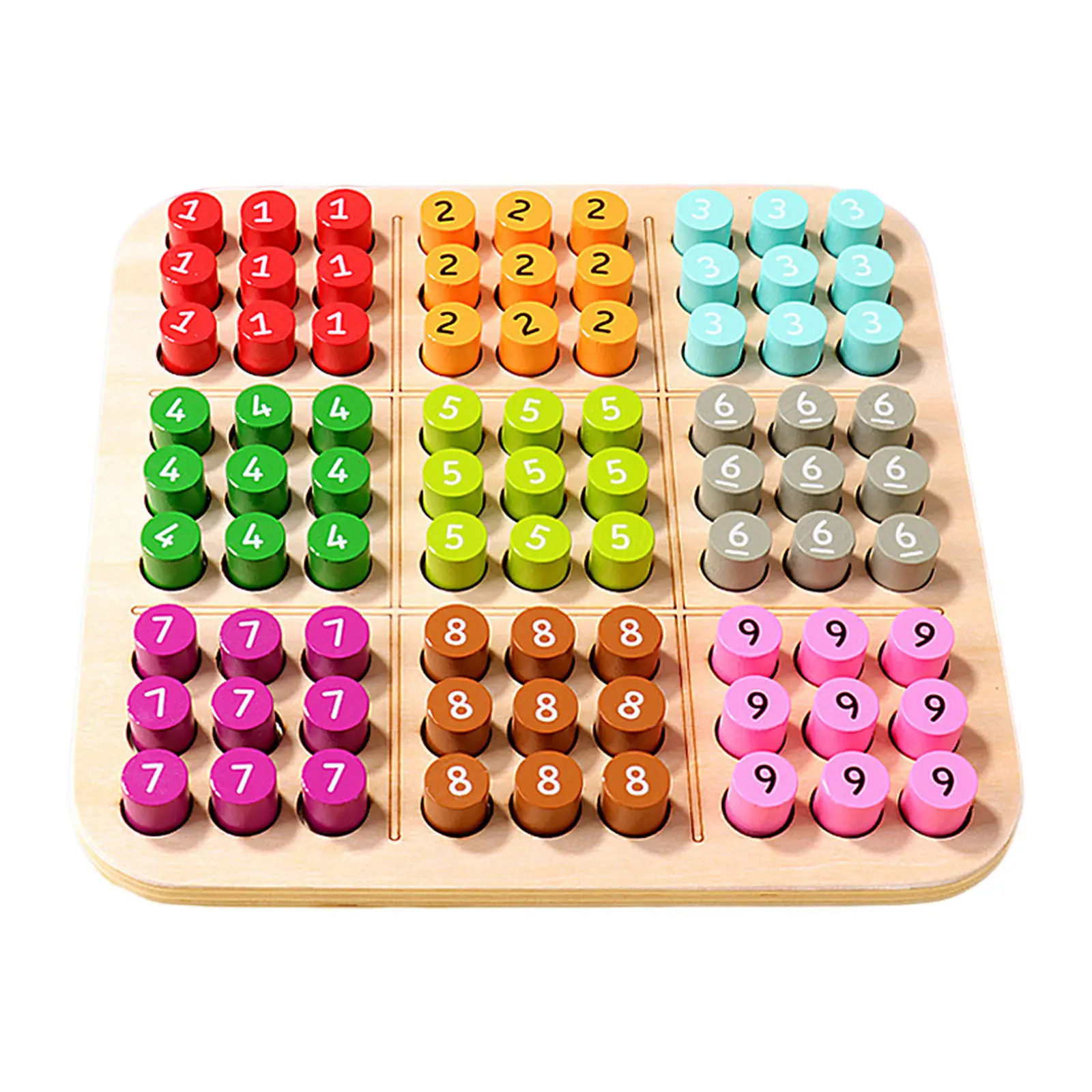 1Set Sudoku Board Game Wooden Educational Chess Game Kids Math Cognitive Logic Arithmetic Peg Board