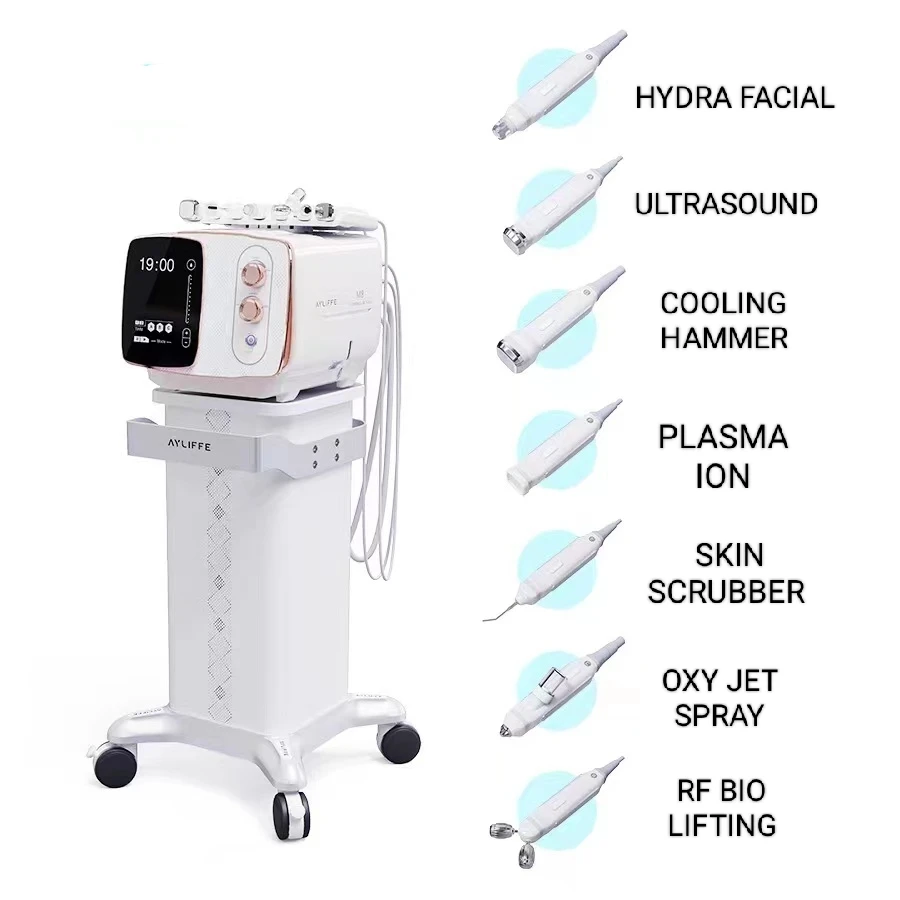 7 In 1 M8 Hydra Diamond Dermabrasion Machine Cryo Plasma Wrinkle Removal Anti-aging Skin Rejuvenation Facial Oxygen Spa Device