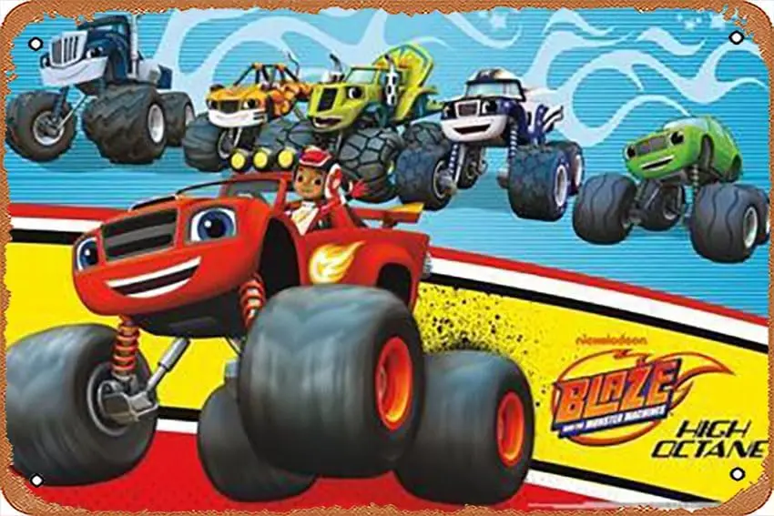 Metal Tin Sign 8 X 12 Inch - Nickelodeon Blaze and the Machines - Poster Metal Plaque Cafe, Bar, Home Wall Decor, lirush