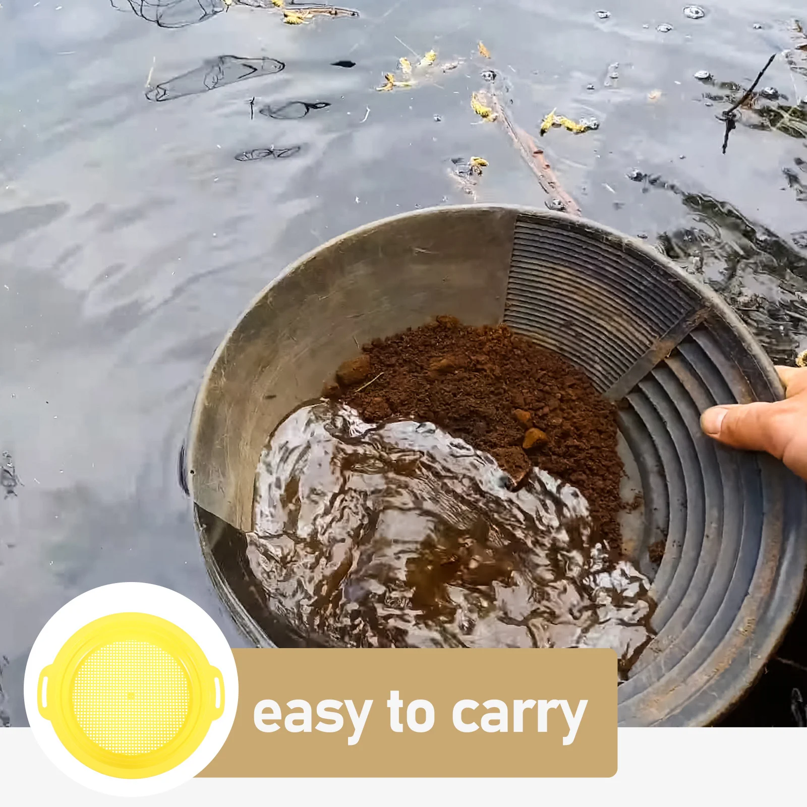 1 Juego de 1 sartén de malla para panorámica de oro, filtro de tamiz ligero, herramienta de tamizado, tamiz de arena portátil para playa, Kit de prospección de minería