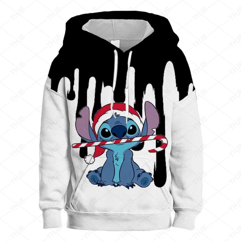 Stitch Iong-sleeved Sweatshirt For Girls Merry Christmas Autumn Thin Round Neck Sweatshirt Anime Cartoon Joint Fashion Trend Top