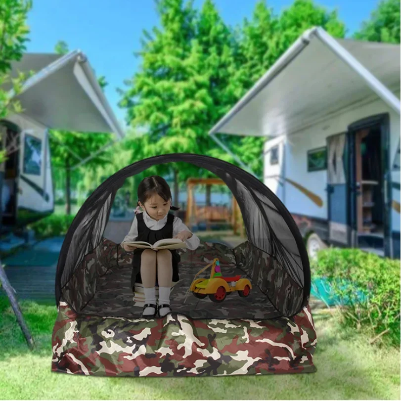 Camo bottom camping single person mosquito net, fully enclosed portable travel encrypted mosquito net