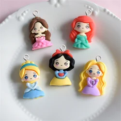 10Pcs Kawaii Cartoon Princess Girl Charms Jewelry Making Resin Pendants Car Key Chain Necklace DIY Party Wedding Decor Accessory