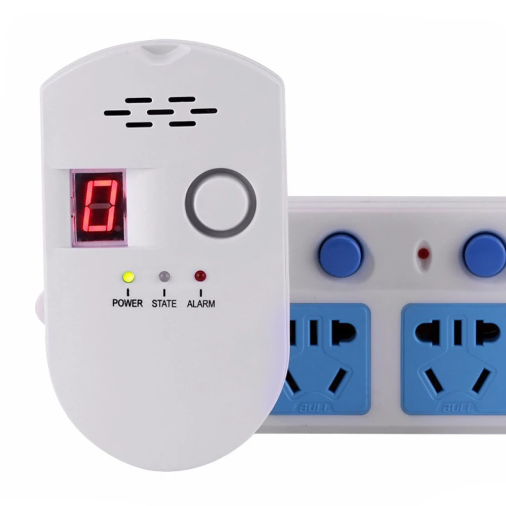 BRJ-502D LCD LPG LNG carbón Detector de Gas Natural analizador alarma de seguridad de Gas Sensor Detector de advertencia AC100V-AC240V pantalla Digital