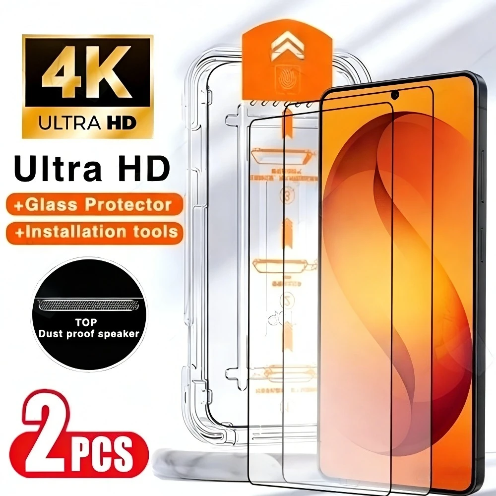 2Pcs Full Cover Screen Protector for Samsung Galaxy S26 S25 S24 Ultra S23 S22 S21 Plus S26 S25 Edge One Click Installation Glass