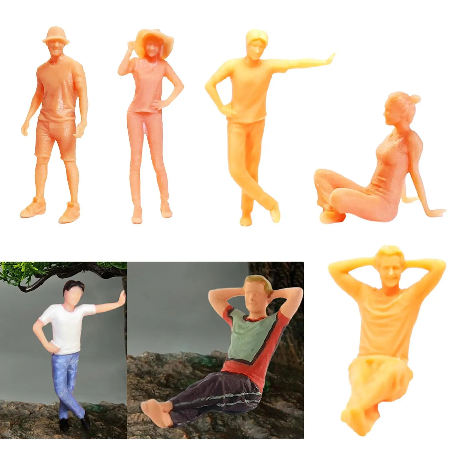 1/64 pessoas estatuetas pequenas pessoas modelo projetos diy figuras sem pintura diorama para construção acessórios de jardim de fadas