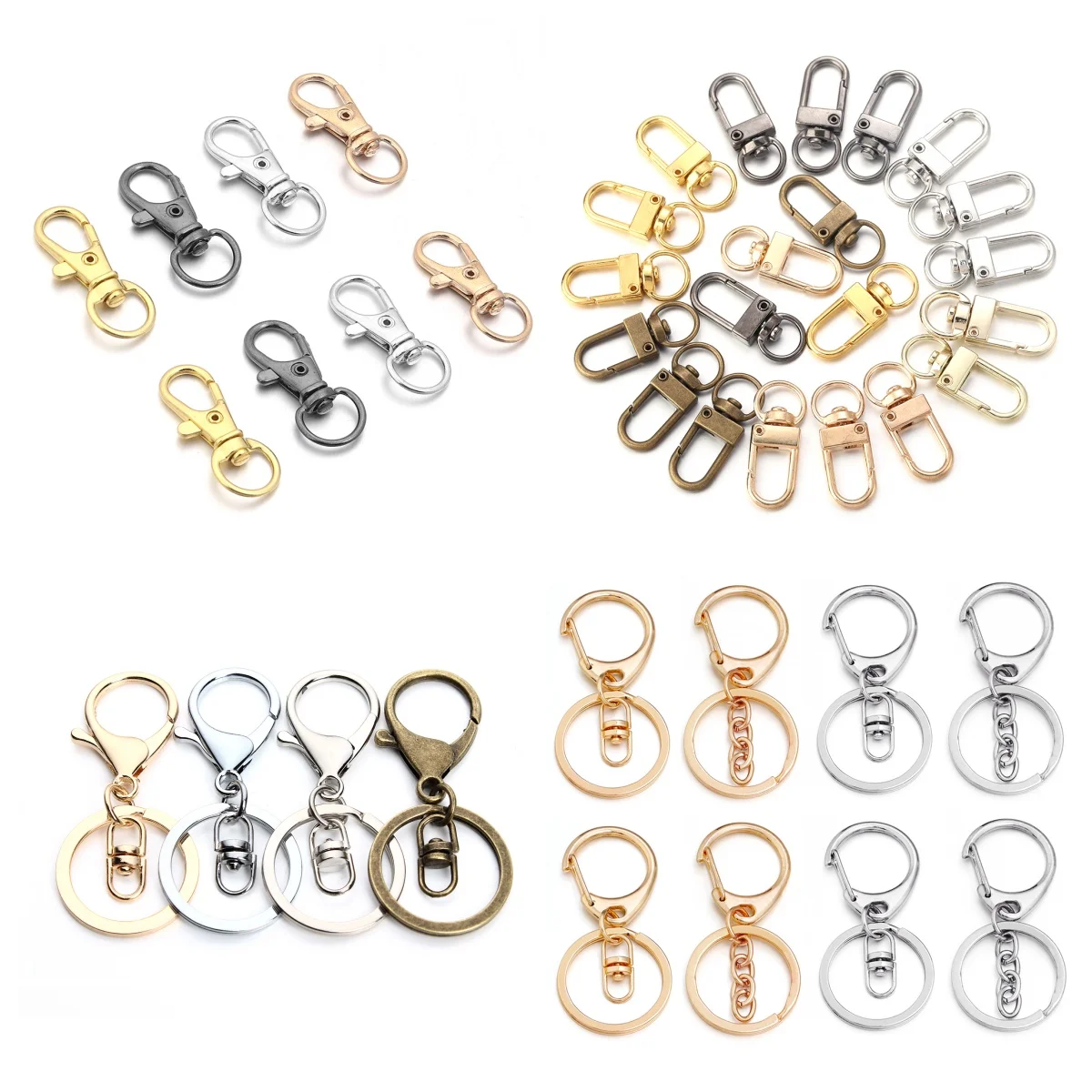 

5-10Pcs/Lot Split alloys Key Ring Swivel Lobster Hooks Clasp Connector For DIY Jewelry Making Key Ring Chain Accessories