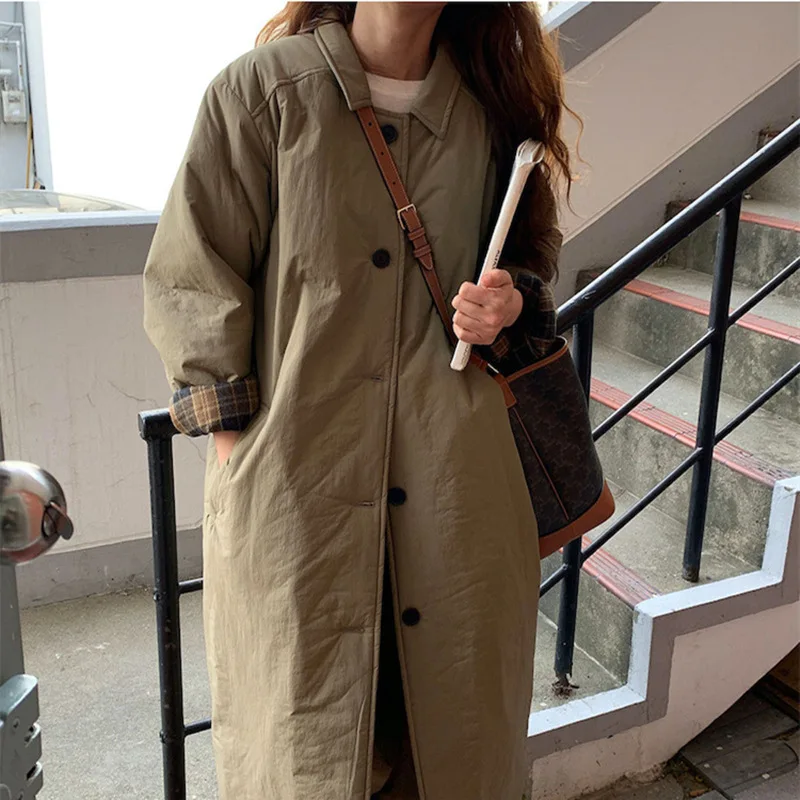 

Fashion Winter Retro Loose Women's Cotton Clothes Warm Slimming Outerwear Leisure Solid Commute Women's Coat