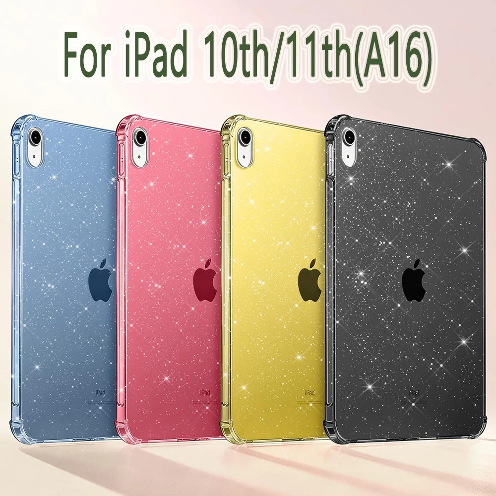 Glitter Case for iPad A16 11th Gen 2025, 11 inch/10th Gen, 2022 10.9 inch Protective Sparkly Crystal Transparent Cover with Slim