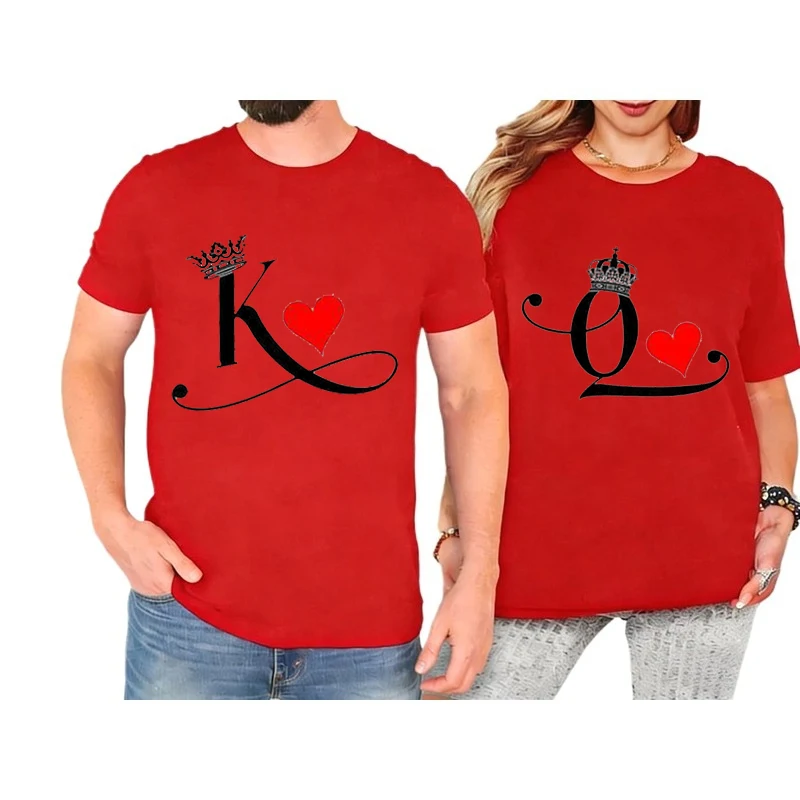 King And Queen Couple T-Shirt Couple Matching Sets Her King Her Queen Matching Outfits Shirt Couples Clothing Lovers Of T-shirts