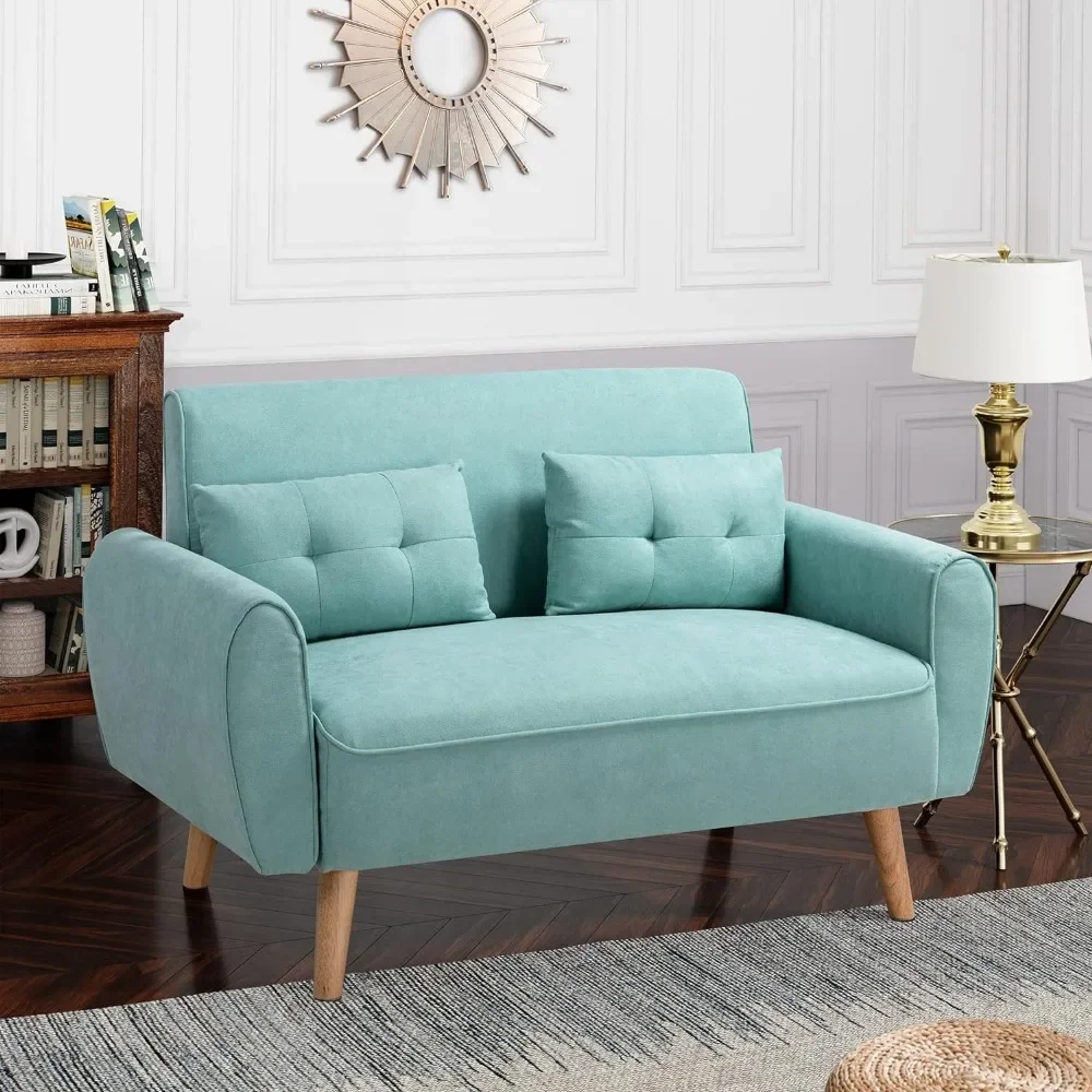 living room sofas 47" Loveseat Wood Sofa, Green, Simple Assembly couch sofas