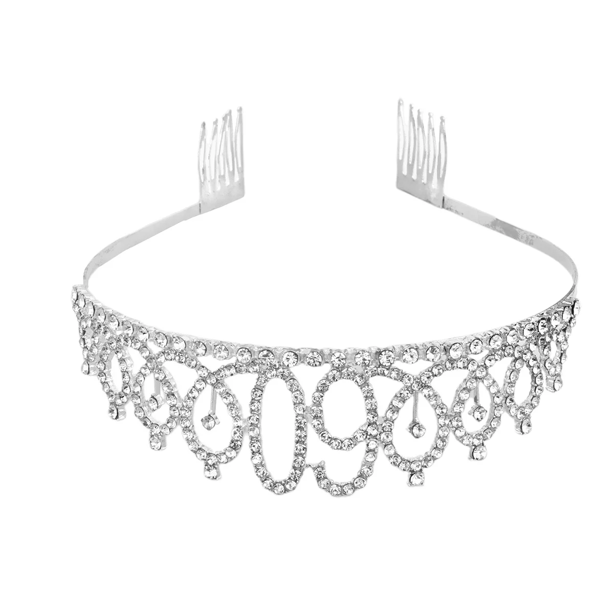 

1PC Rhinestone Crown with Alloy Insertion Hair Comb Decorative Crown Hair for 60th Birthday (Silver)